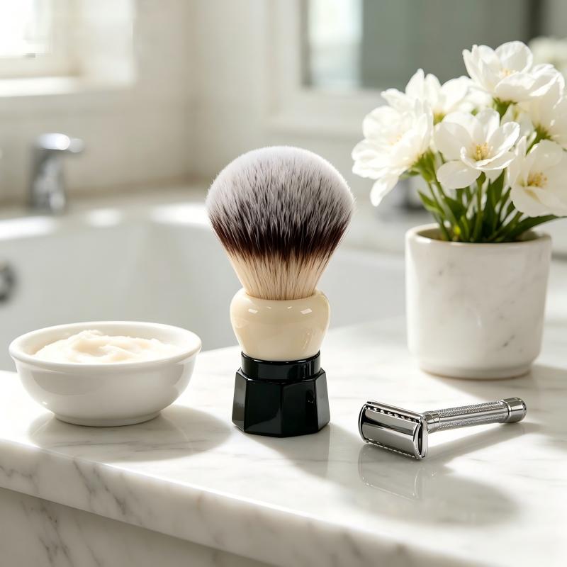 YAQI 남성용 면도 브러시, 화이트 그레이 브리슬,  - Safety Razor Handle 리뷰 및 가격